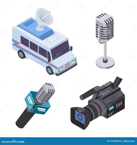 Broadcasting Equipment. Television Stream Electronics, Telecommunications 3d Isometric Vector ...