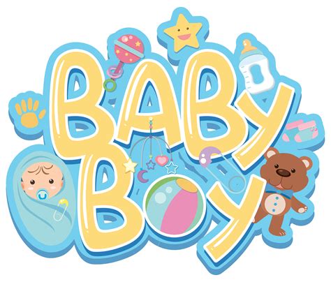 Font design for word baby boy with baby and toys 614232 Vector Art at ...