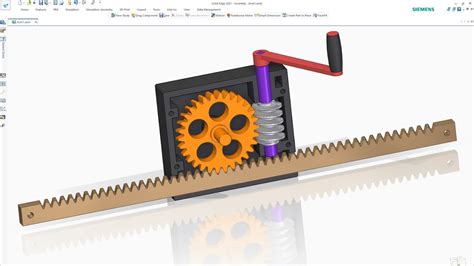 Assembly & Animation Worm Gear with Rack and Pinion Gears Mechanism - YouTube