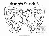 Butterfly Mask Coloring Page Sketch sketch template