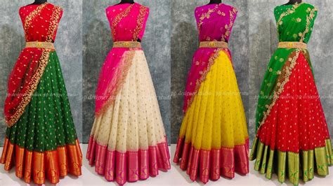 Latest Stunning Pattu Half Sarees Designs/Latest Pattu Langa Voni Designs - YouTube