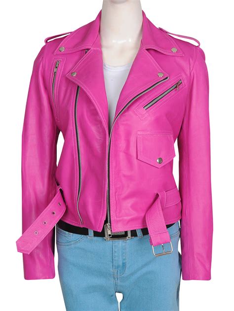 Jessica Alba Hot Pink Leather Jacket - RockStar Jacket