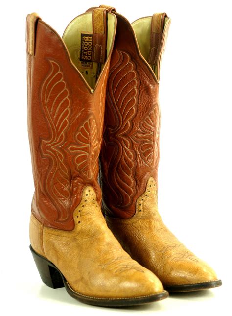 Hondo 16" Tall Top Cowboy Western Boots Caramel & Tan Leather Handmade ...