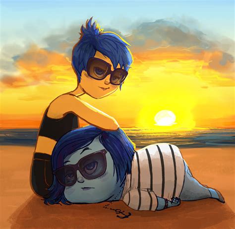 Joy x Sadness: beachies by catharticaagh on DeviantArt