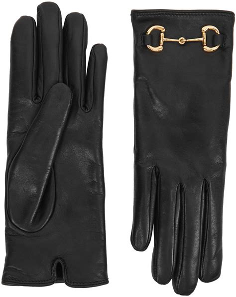 Gucci Black cashmere-lined leather gloves - ShopStyle