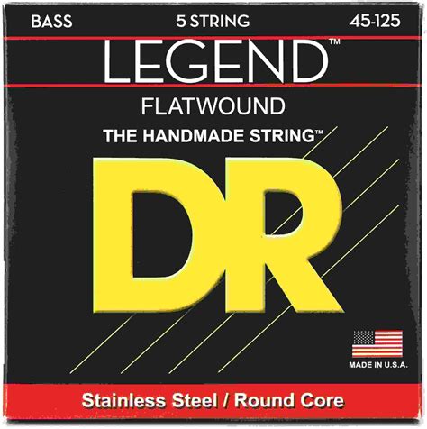 DR Strings Legend Polished Flatwound Stainless Steel 5-string Bass Strings - .045-.125 Medium ...