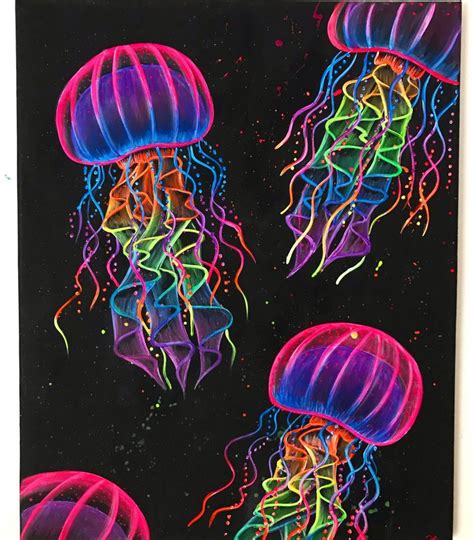 Black Light Jellyfish Painting | Etsy in 2020 | Jellyfish painting, Glowing art, Neon painting