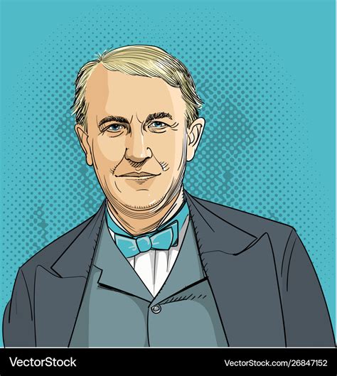 Thomas edison portrait in line art Royalty Free Vector Image