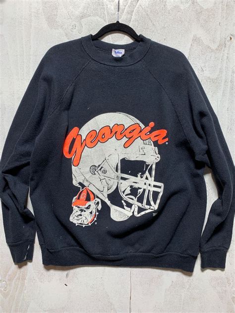 Georgia Bulldogs Football Crewneck Helmet Design Bright Orange ...