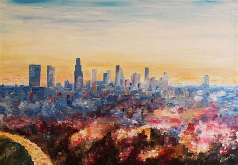 Los Angeles Skyline Painting at PaintingValley.com | Explore collection ...