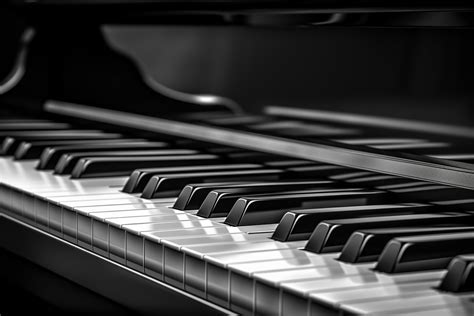 Detailed Piano Key Image: High-Contrast Black and White Photography ...