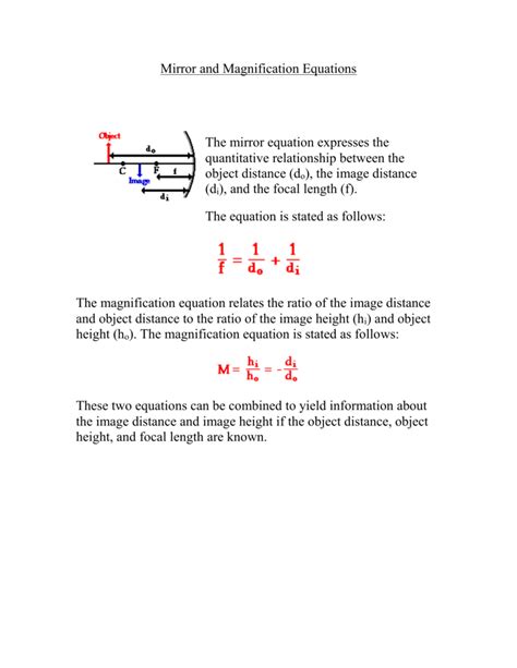 Magnification and Mirror Equation