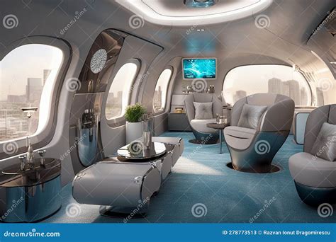 Private Jet S Futuristic Modern Interior, Where Sleek Design Elements ...