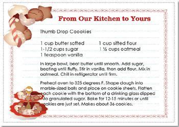 Christmas Cookie Recipe Card Clip Art Drop Cookies, Yummy Cookies ...