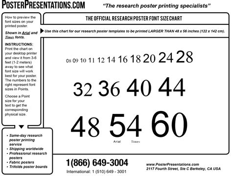 Printable Font Size Chart