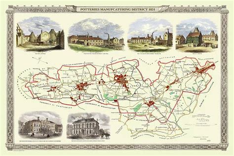 Old Map of Stoke on Trent and the Potteries 1831 (Print #20347092)