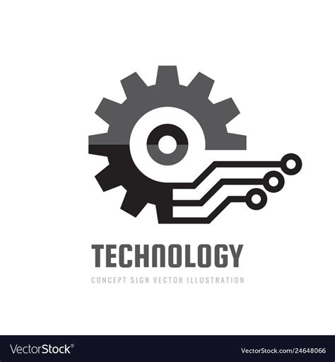 Digital tech - vector business logo template concept illustration. Gear electronic factory sign ...