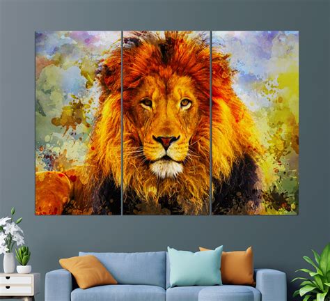 Lion Canvas Art Lion Wall Art Abstract Lion Canvas Print - Etsy