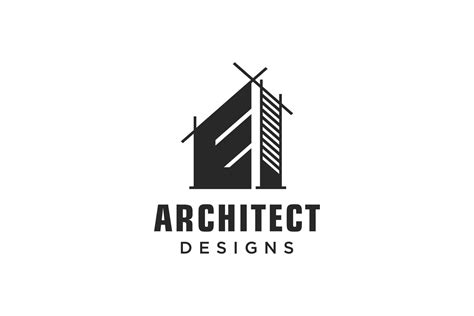 Letter E Simple modern building architecture logo design with line art skyscraper graphic ...