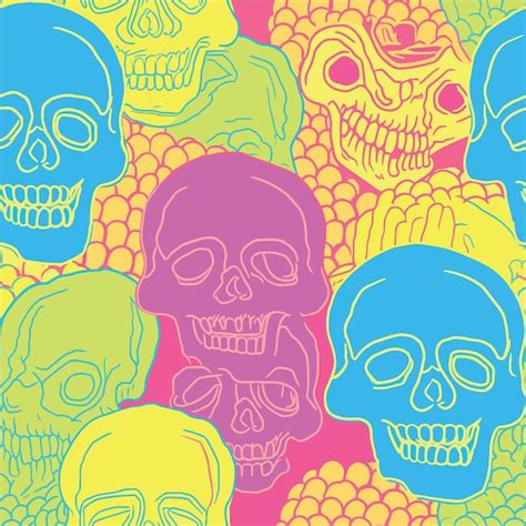 Premium Vector | Seamless colorful skull pattern