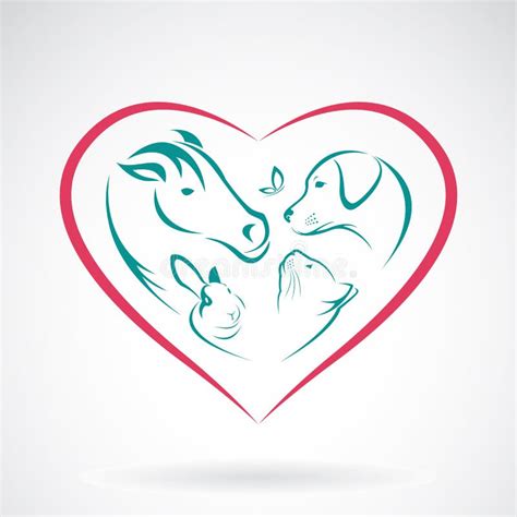 Vector Image Of Animal On Heart Shape Stock Vector - Image: 66651069