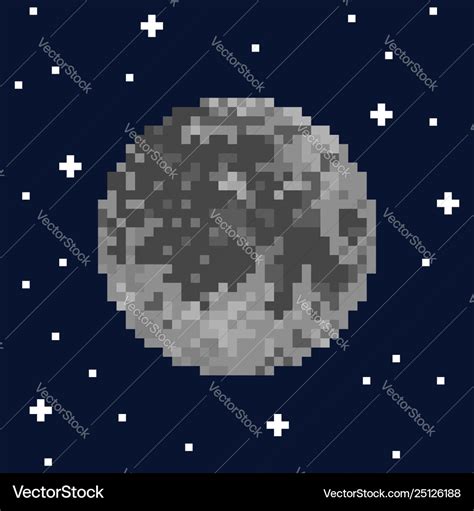 Pixel art moon and stars Royalty Free Vector Image