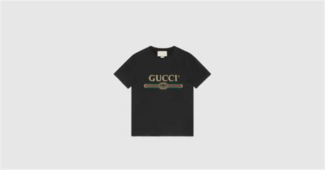 Black Washed Cotton Jersey Oversize T-Shirt With Gucci Logo | GUCCI® US