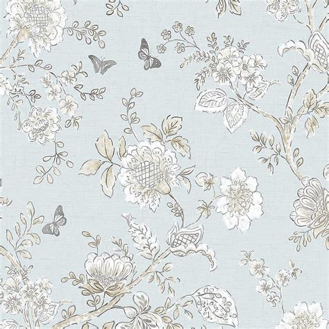 Norwall FH37537 Butterfly Toile Prepasted , Blue, Beige, French Blue, Light Blue, Light Beige HD ...