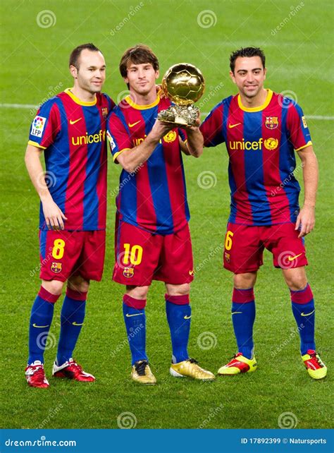 Iniesta, Messi and Xavi with Golden Ball Editorial Stock Image - Image of prize, lionel: 17892399