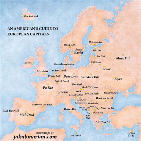 A Clever Map That Phonetically Spells Out the Names of European Capital Cities for Easy ...