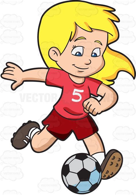 A Girl Kicking A Soccer Ball | Kids soccer, Kids clipart, Football girls