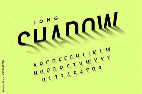 Long shadow style font, alphabet letters and numbers Stock Vector ...