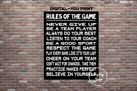 Rules Of The GameSports Wall Art Sports Wall Decor DIGITAL | Etsy