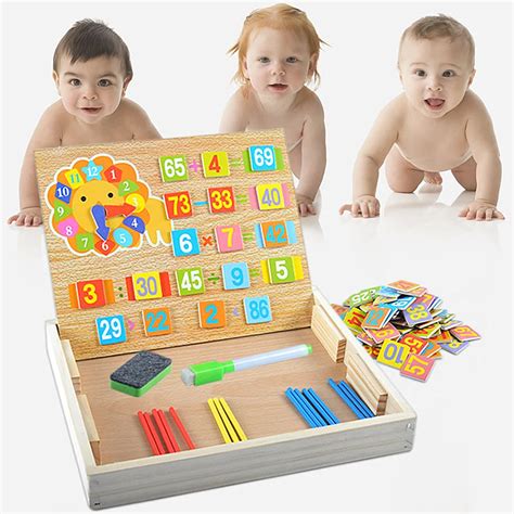 Baby Wooden Toys Math Counting Sticks Arithmetic Box Mathematics Learning Educational Toys with ...