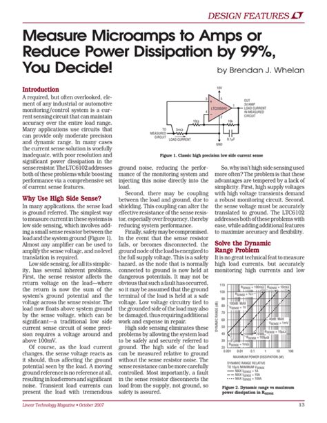 Measure Microamps to Amps or Reduce Power Dissipation by 99