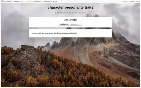 character personality traits ― Perchance Generator