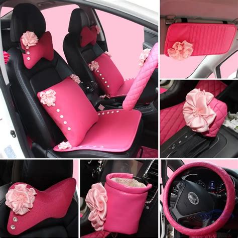 Ragazze donne accessori auto interni rosa rosa set uso universale in ...