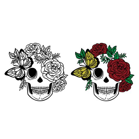 Floral Skull Vector 14007731 Vector Art at Vecteezy