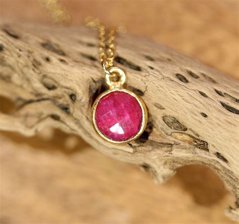 Ruby necklace, July birthstone, ruby jewelry, red crystal necklace, everyday necklace, layering ...