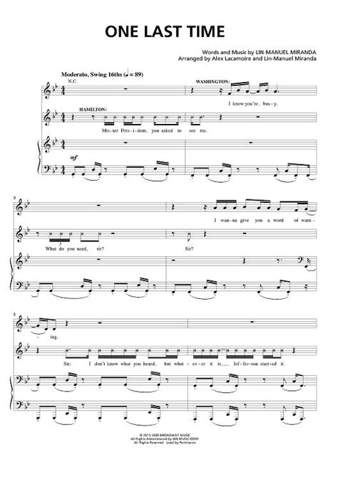 One Last Time Sheet Music by Lin-Manuel Miranda | Pinterest | Sheet ...