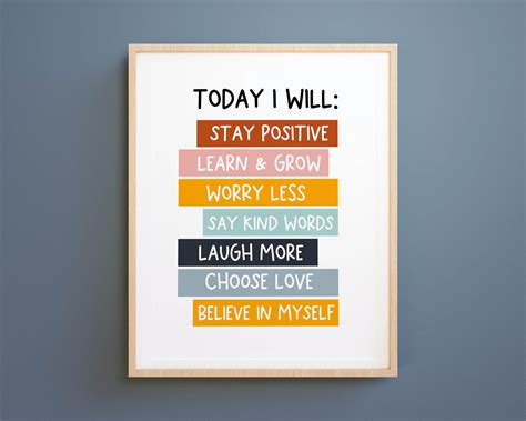 Kids Printable Art: Today I Will Positive Quote Print Kids | Etsy Australia