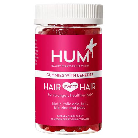 HUM Hair Sweet Hair Gummies - Hair Growth Vitamins with 5000mcg Vegan ...