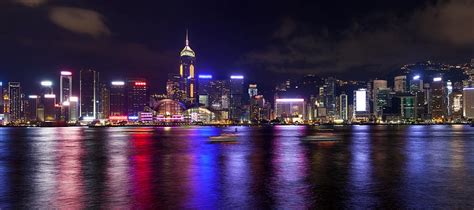 Hong Kong Island Central City Skyline At Night Photograph by Jit Lim