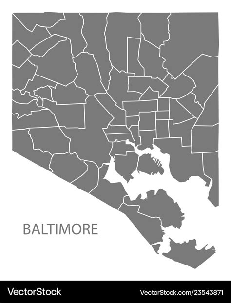 Baltimore maryland city map with neighborhoods Vector Image