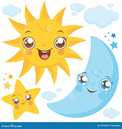 Sun Moon And Stars Stock Vector - Image: 55156444