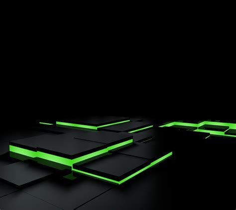 abstract, Black, Green, 3D Blocks, Square, Tiles Wallpapers HD / Desktop and Mobile Backgrounds