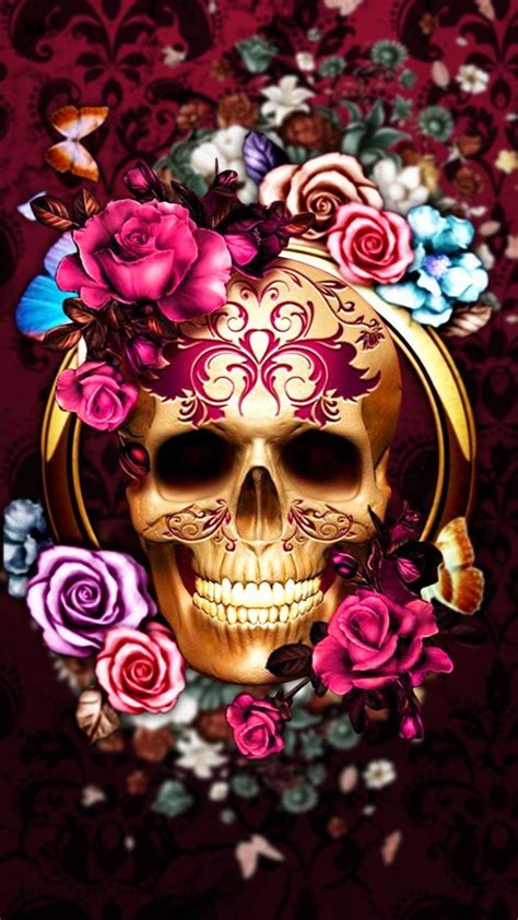 Skull With Flower Wallpapers - Wallpaper Cave