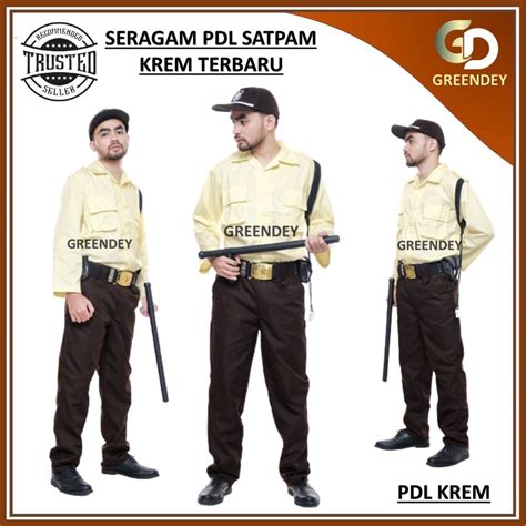 Jual BAJU SERAGAM PDL SATPAM COKLAT KREM TERBARU SETELAN PDL KREM ...