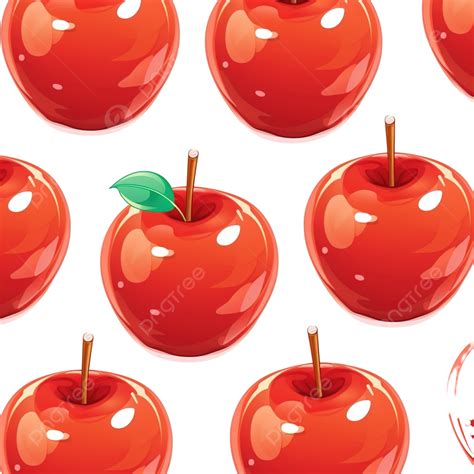 Red Caramel Apple Seamless Pattern, Vector Halloween Illustration ...