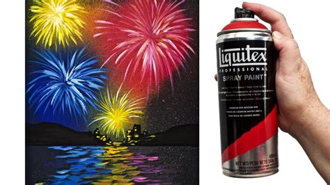 EASY Fireworks Over Water Acrylic painting Tutorial Liquitex Spray ...